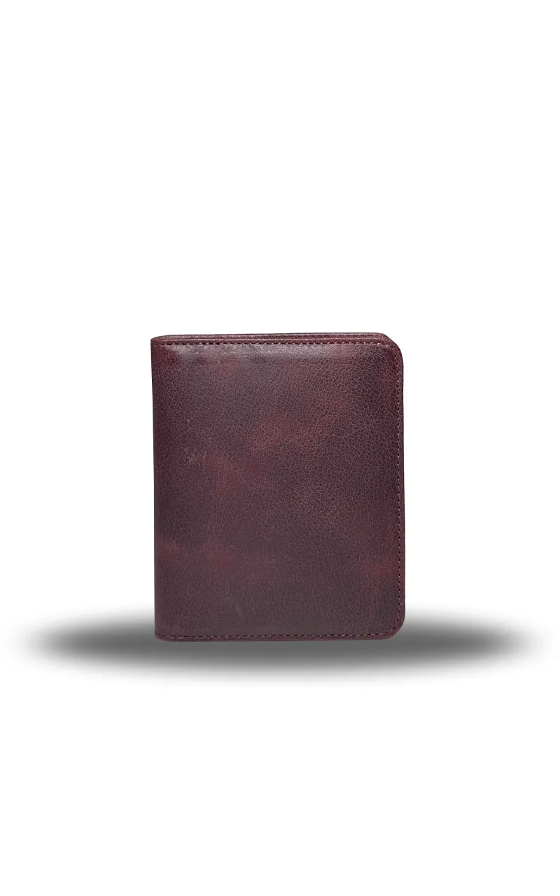 Kapaklı Unixex Hakiki Deri Kartlık - Bordo